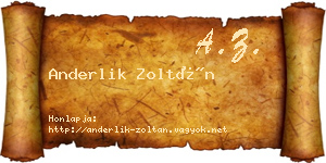 Anderlik Zoltán névjegykártya